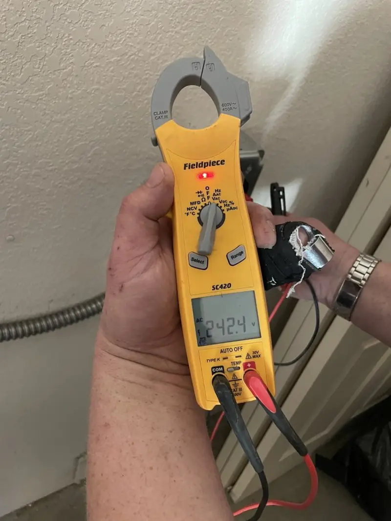 Voltage testing with clamp meter during Generator Installation in Stilwell